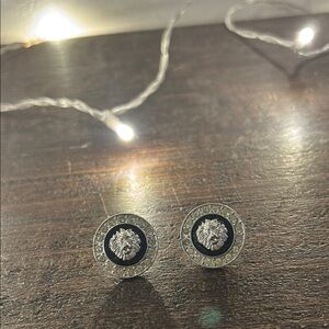 Elegant Silver and Black Stud Earrings